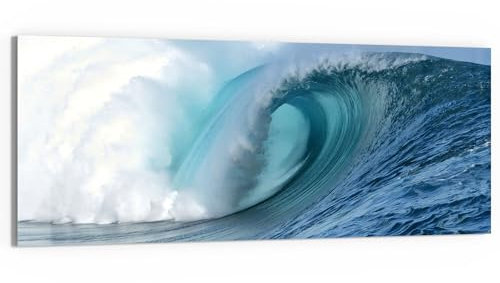 DEQORI Glasbild Echtglas | Motiv Welle der Ewigkeit | horizontal einteilig 125x50 cm | schöne Dekoration | Wandbild für Wohnzimmer, Schlafzimmer, Flur & Küche | moderne Wanddeko