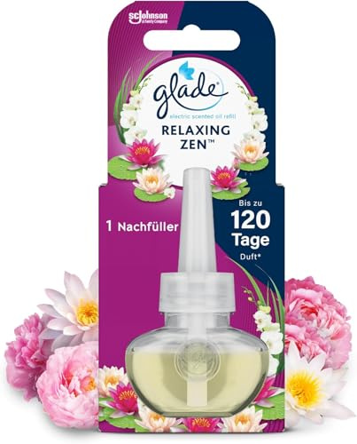 Glade electric ecented oil Nachfüller, elektrischer Raumduft Duftstecker mit Duftöl, Relaxing Zen, (20 ml) (Packung mit 5)