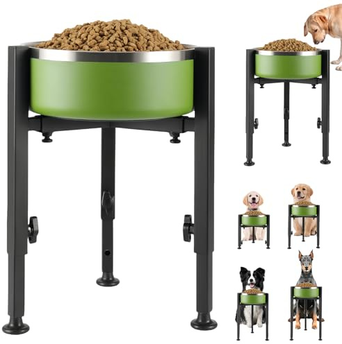 Gamelle surélevée pour chien - Hauteur et largeur réglables - En métal - Pour grands chiens de taille moyenne et petite - Hauteur et largeur réglables - Noir