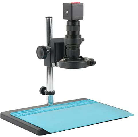 Lab Microscope Accessories HDMI VGA USB Video Microscope Camera 200X 0.7X-5X Adjustable Monocular Microscope Zoom C Mount Lens Set For PCB Soldering Phone Repair PCB inspection(HDMI VGA-01)