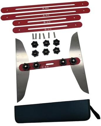 ＡＷＨＡＯ Stair Tread Template Tool,Stair Tread Gauge Tool,Aluminum Alloy,Stair Tread Measuring Tool for Shelves,Floors, Red