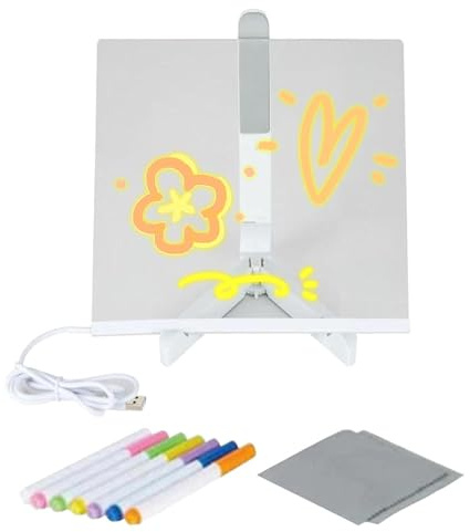 Lavagna da disegno illuminata, lavagna a LED, leggera, con colori luminosi, cancellabile, riscrivibile, lavagna per messaggi a LED per prendere appunti, lasciare messaggi