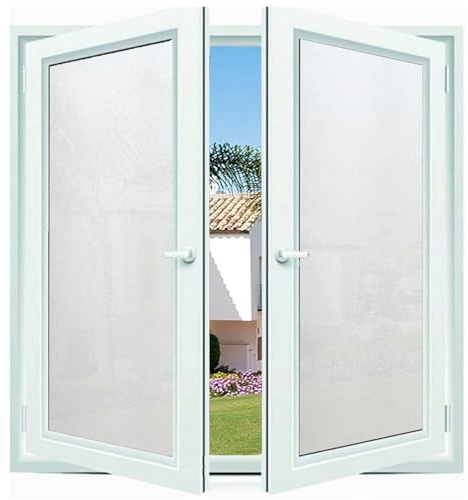 Milchglasfolie 70 x 170 cm, Selbstklebend Ohne Kleber Statische Blickdicht Matt, Sichtschutz Anti Uv, Bad Milchglasfolie Scheibenfolie, weiß matt