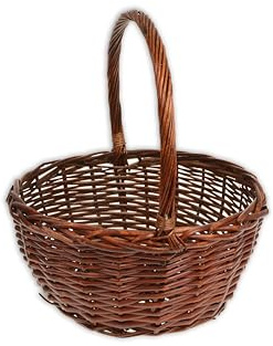 HERSIG - Cesta mimbre grande con asa – Cestas de mimbre multiusos - Cesto para almacenaje, decoración, baño o picnic - Redonda Caoba 38dx18/41cm