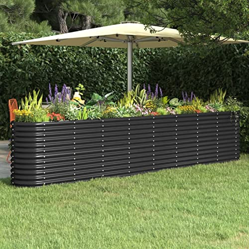 Xichuzi Hochbeet Pulverbeschichteter Stahl 332x40x68 cm Anthrazit, Palettenrahmen, Hochteich, Gemüsebeet, Kräuterregal Balkon, Blumenbeet, Kräuterspirale, Tomatenbeet, Pflanzhochbeet - 318911