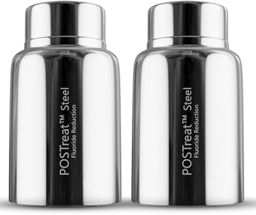 POSTreat Lot de 2 éléments réducteurs de fluorure en acier inoxydable AISI 304 PF-2 Élimine > 95 % du fluor, compatible avec les éléments filtrants Weeplow, Black Berkey, Purewell & Other Filters