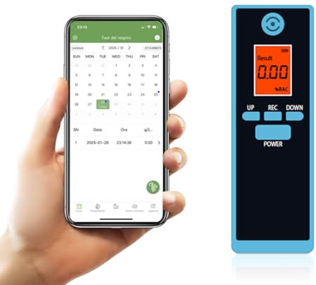Medicinadellavoro.com Etilometro Portatile Certificato per Alcool Test senza Boccaglio, Etilometro Professionale Alta Sensibilità con Display LCD, Alcool Test Portatile per Uso Domestico
