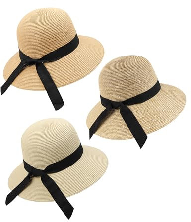 Zylioo S/M/L/XL/XXL Panamahatt stort huvud halm solhatt med brett brätte överdimensionerad stråhatt UV sommarhatt strandmössa, Rosett-kaki+beige + blandad beige, L-XL