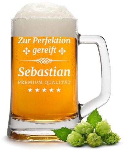 polar-effekt Bierkrug 0,5 Liter mit Gravur als Geschenk-Idee - Personalisiertes Bierglas mit Namen - Ideal als Geburtstagsgeschenk - Glas für Pils & Lager