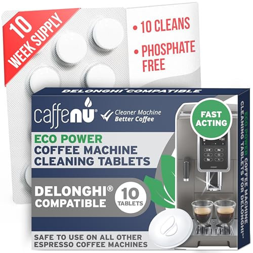 Caffenu Cleaning Tablets Compatible with Delonghi Coffee Machines, 10 Count, 1.4g Each