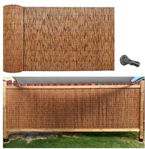 Generisch Sonnenschutz Sichtschutz, Natür Sichtschutzzaun, Windschutz Bambus Zaun, Draußen Schilfrohrmatte Mit Zip Ties, Bambusmatte Für Balkon/Garten/Dach/Hofdekoration(120 * 1500cm)