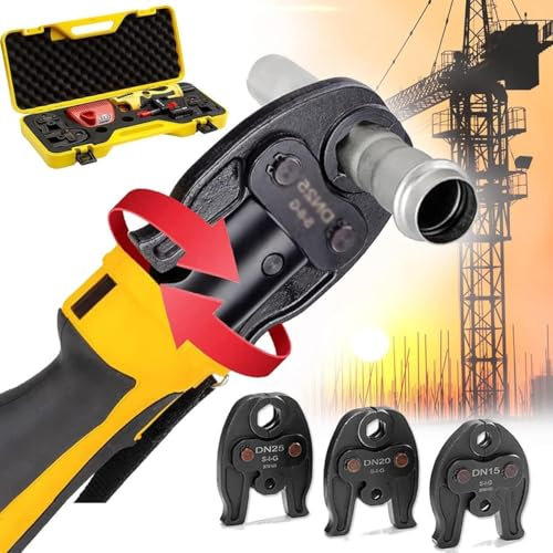 Kit d'outils de presse de tuyau électrique sans fil - Pince à sertir hydraulique en cuivre avec lumière LED et 2 batteries - Pour des réparations et des installations de plomberie efficaces