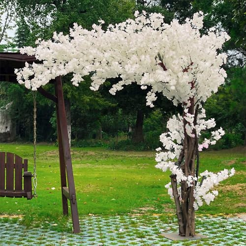ZenSeFarin Albero di Ciliegio Artificiale,Splendido Fiore Sakura Bianco,Decorazione per Interni Ed Esterni,Larghezza della Decorazione Dell'hotel,Pianta Finta Realistica,Extended-2x1.5m/6.6x4.9ft
