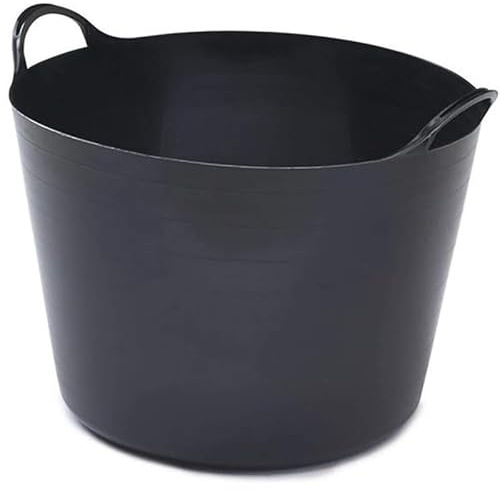 26L Plastic Flexi Tub Heavy-Duty Flexible Storage Bucket (Black) – Large Multi-Purpose Round Container for Garden, Laundry, and Home Use – Durable Plastic Tub-Pack of 1