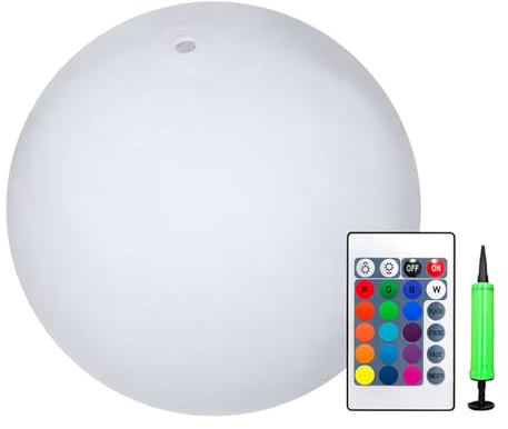Glow in The Dark Pool Balls | Inflatable Pool Toys with Led Lights,Floating Outdoor Decoration with Remote Control for Swimming Poolside Garden