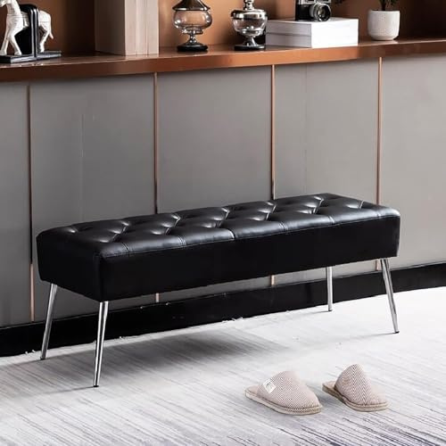 Moderne gepolsterte Bettbank mit Metallbeinen, Ledersitz, multifunktionaler Eingang & Essbank, stilvolle Aufbewahrung, Schuhregal für Schlafzimmer und Flur