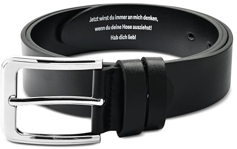 Rebundex Ledergürtel Herren Schwarz Geschenke für Männer Weihnachten Männergeschenke zum Geburtstag Valentinstag für Ihn Hochzeitsgeschenk Jahrestag Herren Gürtel Leder Ehemann/Partner/Freund
