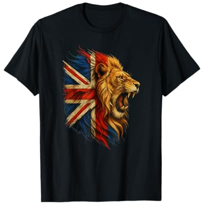 UK Lion Flag Funny British Pride Power T-Shirt