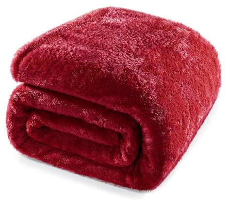 Whale Flotilla Coperta in pile soffice e calda, coperta per divano, coperta per soggiorno, super morbida e accogliente, 230 x 270 cm, colore: rosso