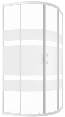 Box Doccia Semicircolare Vetro 4 mm Profili Bianchi h185cm mod. Grenada (Vetro Serigrafato, 90x90)
