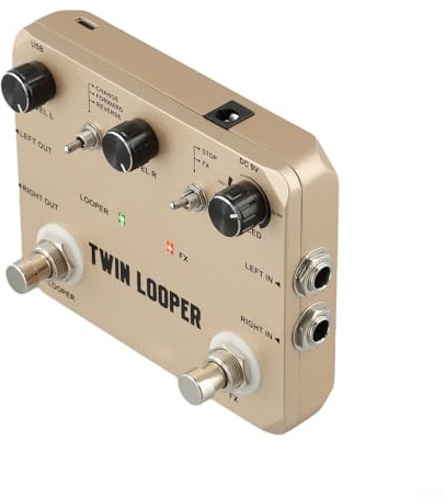 Rowin Looper - Pedale effetto per chitarra elettrica, 11 modalità di riproduzione, registrazione in 10 minuti con annullamento/ripristino, stereo in/out, True Bypass, Metal Hou
