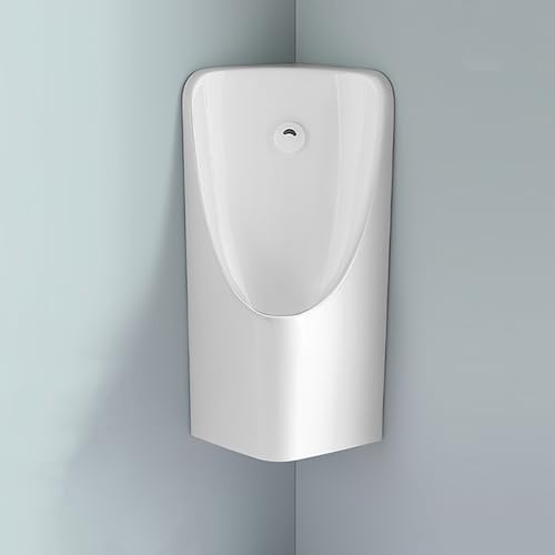 Wandmontiertes Eck-Urinal aus Keramik mit intelligentem Sensor, auslaufsicheres Design für Herren, ideal für gewerbliche Badezimmer, Hotels, Garagen und den Außenbereich (weiß)
