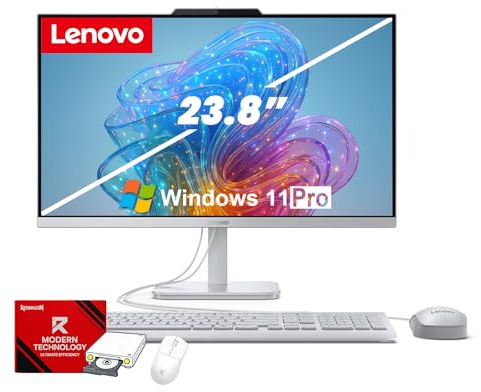 Lenovo 24 computadoras de escritorio todo en uno para oficina en casa, procesador Intel N100, pantalla antirreflejos FHD de 23.8 pulgadas, WiFi 6, HDMI, Win 11Pro, con teclado y mouse con cable (16 GB