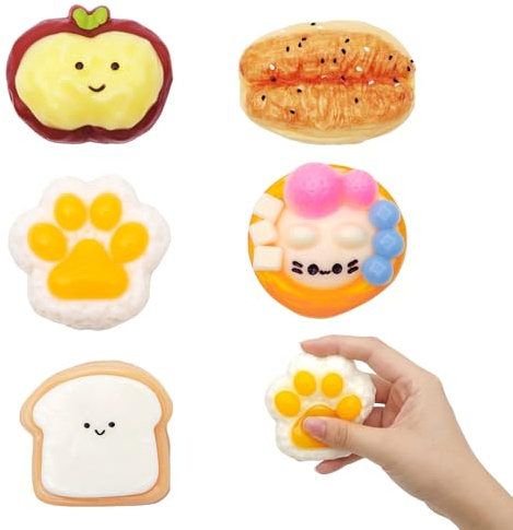 5 Stück Fufu Squishy Fidget Toys, Squishy Pfote, Taba Squishy Toast | Anti Stress Spielzeug in Form von Kitten Eierkuchen, Pfote und Toast, Katze Stressabba Spielzeuge für Erwachsene