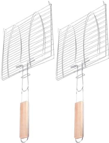 Operitacx 2 Cestas para Barbacoa de Hierro Plata, Red para Parrilla para Pescado y Carne, Fácil de Limpiar, Adecuado para Home Bbq y Camping al Aire Libre