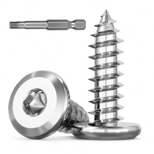50Pcs M3 x 8mm Flat Head Self Tapping Screws, Hex Socket Wood Screws | 304 Stainless Steel, Small Screw for Wood, Plastic, Furniture and DIY Repair, with Hex Driver Bit