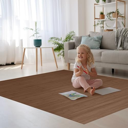 DE-COmmerce Tapis Bambou Massive, 17mm Durci Stege La Nouvelle Generation Aucun à Bordures Tapis Salon Cuisine Fabriqué en Allemagne - Taupe, 70x120 cm