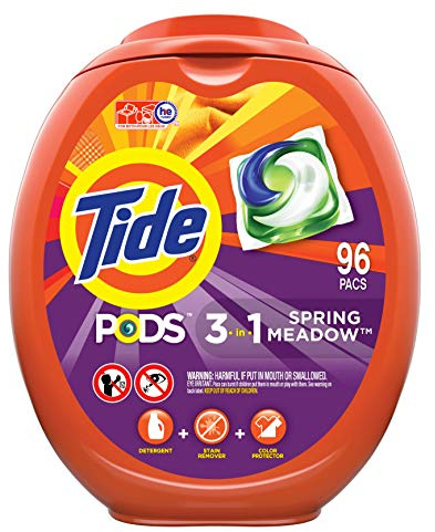 Tide Pods Liquid Laundry Detergent Pacs Spring Meadow, 96 Count (Packaging May Vary)