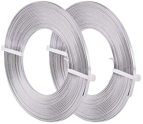 BENECREAT 10m Alambre Plano de Aluminio 3mm de Ancho Alambre de Bisutería Accesorios Metálicos para Manualidad de Artesanía 5m/Rollo - Color Primario