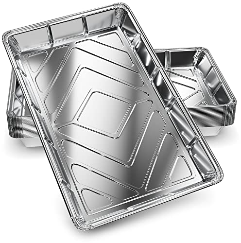 30 Pack - Disposable Aluminium Foil Baking Trays, Tray Bakes, Containers for Baking, Roasting, Freezing, Storage, Cooking, BBQs, Brownies | Delahunt Catering Supplies | 32cm x 20cm x 3.3cm