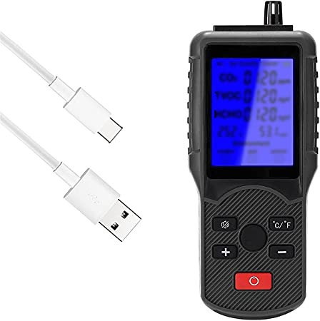 Detector de dióxido de carbono de humo Detector de aire Monitor de gas Monitor de gas de mano Portátil de temperatura Humedad Medidor de interior Sensor del probador con LCD Visualización de lecturas