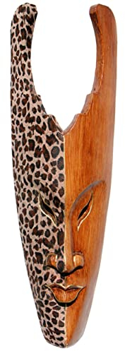 Wogeka - Máscara de pared Batik Ethno de 50 cm - estilo africano de madera como idea de regalo para la decoración de cumpleaños de Navidad - Talla hecha a mano de Bali BATIK03