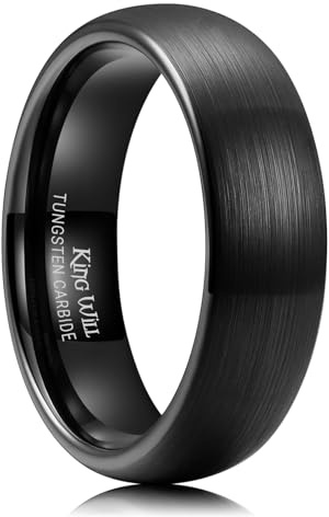King Will Mens 6mm Black Matte Finish Tungsten Carbide Ring Domed Engagement Wedding Band Comfort Fit 11