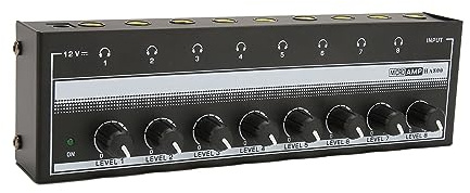 Amplificateur de Casque, Amplificateur de Casque Stéréo Compact 100-240 V 8 Canaux pour Studio (Prise UE)