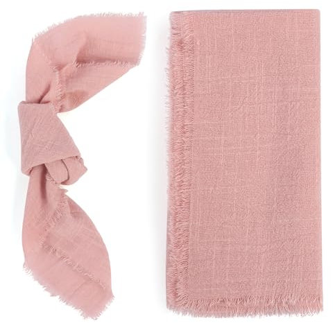 6pcs Pink Napkins Cloth, Cotton Napkin Pink 42 x 42 CM, Cloth Napkins Set of 6, Cheesecloth Napkins for Christmas/Dinners/Weddings/Bar