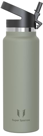 Sparrow Gourde Isotherme 1.2L- Inox Gourdes avec Paille Bouteille Isotherme