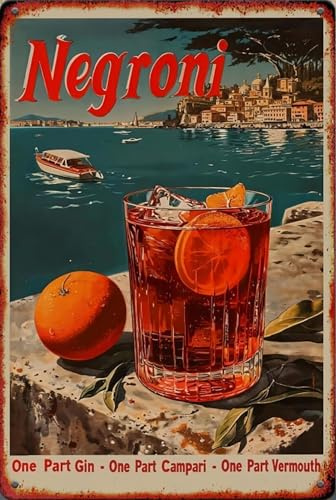 Vintage Bar Tin Sign,Retro Beer Metal Poster,Negroni Cocktail Wall Art Decor,Wine Plaque for Man Cave, Basement,Bar,Pub Club,Garage,Apartment,Gifts 8×12 Inches