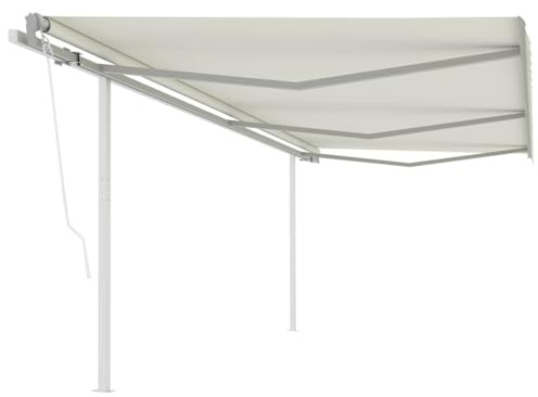Tenda da Sole Elettrica Retrattile con Telecomando, 6x3m Panna, Tessuto Poliestere PU e Struttura Alluminio, Tendone da Esterno per Giardino e Balcone