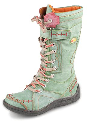 TMA EYES Botas de invierno para mujeres con suela plana, botas de nieve forradas de piel(Verde,43)