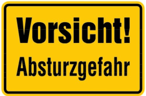 LEMAX® Hinweisschild, Vorsicht! Absturzgefahr, 200x300mm Alu geprägt gelb/Schriftfarbe: schwarz/Randfarbe: schwarz