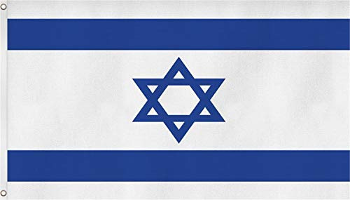 Flagge - Fahne - Hissfahne mit zwei Metallösen zur Befestigung und zum Hissen - Größe 90 x 150 cm wetterfest Farbe Israel