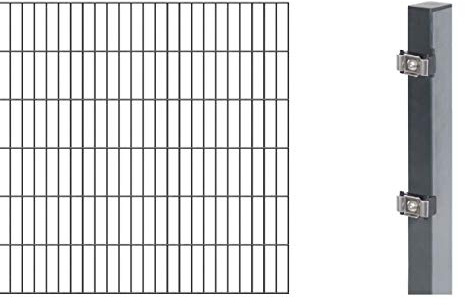 Alberts 644178 Erweiterung zum Doppelstabmattenzaun | verschiedene Höhen - wahlweise in verschiedenen Farben | anthrazit | Höhe 120 cm | Länge 2 m