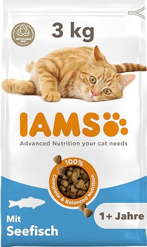 IAMS Cibo secco per gatti con pesce - Cibo secco per gatti da 1-6 anni, 3 kg
