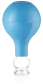 Pulox Schröpfglas aus Echtglas mit Saugball in Blau, 25mm - Medizinische Profi-Schröpfgläser