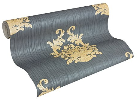 Architects Paper Tapete Nobile klassische Mustertapete fein strukturiert anthrazit metallic, gold, 958615