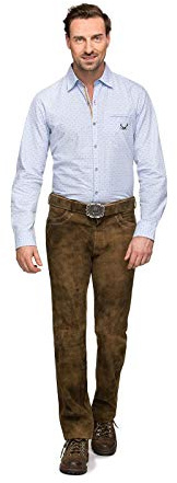 Stockerpoint Herren Lederhose Rocco3 I Größe 46-60 I Bequeme Trachtenhose in edler Hirschoptik I Aus 100% hochwertigem Wildbockleder I Perfekt für Trachten & Festlichkeiten